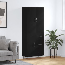 Aparador alto madera contrachapada negro 69,5x34x180 cm by , Sideboards - Ref: Foro24-3198106, Price: 174,11 €, Discount: %