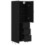 Aparador alto madera contrachapada negro 69,5x34x180 cm de , Aparadores - Ref: Foro24-3198106, Precio: 176,60 €
