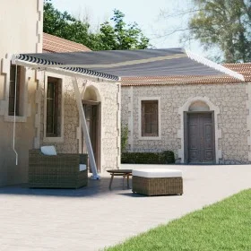 Blue and white manual standing awning 450x300 cm by vidaXL, Awnings - Ref: Foro24-3069556, Price: 493,91 €, Discount: %