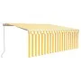 Manual retractable awning with yellow and white blinds 4x3 m by vidaXL, Awnings - Ref: Foro24-3069298, Price: 558,08 €, Disco...