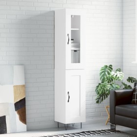 Aparador alto madera contrachapada blanco brillo 34,5x34x180 cm de , Aparadores - Ref: Foro24-3199523, Precio: 108,71 €, Desc...