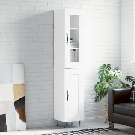 Aparador alto madera contrachapada blanco brillo 34,5x34x180 cm de , Aparadores - Ref: Foro24-3199523, Precio: 111,56 €