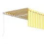 Manual retractable awning with yellow and white blinds 4x3 m by vidaXL, Awnings - Ref: Foro24-3069298, Price: 558,08 €, Disco...