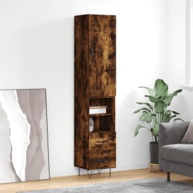 Aparador de madera contrachapada roble ahumado 34,5x34x180 cm de , Aparadores - Ref: Foro24-3198950, Precio: 104,56 €, Descue...