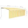 Manual retractable awning with yellow and white blinds 4x3 m by vidaXL, Awnings - Ref: Foro24-3069298, Price: 558,08 €, Disco...