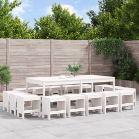 Juego de comedor de jardín 17 piezas madera maciza pino blanco de , Conjuntos de jardín - Ref: Foro24-3157728, Precio: 871,20...