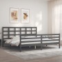 Grauer Massivholzbettrahmen mit Kopfteil 200x200 cm von vidaXL, Betten und Lattenroste - Ref: Foro24-3194008, Preis: 171,13 €...