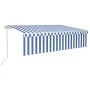 Automatic retractable awning with blind 6x3 m blue and white by vidaXL, Awnings - Ref: Foro24-3069366, Price: 525,58 €, Disco...