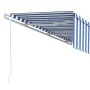 Automatic retractable awning with blind 6x3 m blue and white by vidaXL, Awnings - Ref: Foro24-3069366, Price: 525,58 €, Disco...