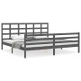Grauer Massivholzbettrahmen mit Kopfteil 200x200 cm von vidaXL, Betten und Lattenroste - Ref: Foro24-3194008, Preis: 171,13 €...