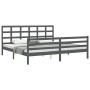 Grauer Massivholzbettrahmen mit Kopfteil 200x200 cm von vidaXL, Betten und Lattenroste - Ref: Foro24-3194008, Preis: 171,13 €...