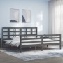 Grauer Massivholzbettrahmen mit Kopfteil 200x200 cm von vidaXL, Betten und Lattenroste - Ref: Foro24-3194008, Preis: 171,13 €...