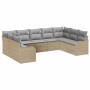 Conjunto de sofá de jardín con cojín 9 pcs Beige Poliratán
