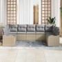 Conjunto de sofá de jardín con cojín 9 pcs Beige Poliratán