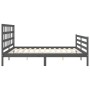 Grauer Massivholzbettrahmen mit Kopfteil 200x200 cm von vidaXL, Betten und Lattenroste - Ref: Foro24-3194008, Preis: 171,13 €...