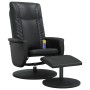 Sillón reclinable masaje con reposapiés cuero sintético negro de , Sillones - Ref: Foro24-356520, Precio: 141,59 €