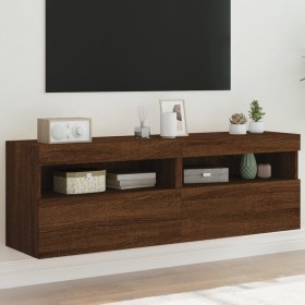 Muebles TV de pared luces LED 2 uds roble marrón 60x30x40 cm de , Muebles TV - Ref: Foro24-837196, Precio: 98,52 €, Descuento: %