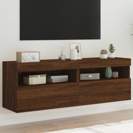 Muebles TV de pared luces LED 2 uds roble marrón 60x30x40 cm von , TV-Möbel - Ref: Foro24-837196, Preis: 98,52 €, Rabatt: %