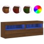 Muebles TV de pared luces LED 2 uds roble marrón 60x30x40 cm de , Muebles TV - Ref: Foro24-837196, Precio: 94,69 €