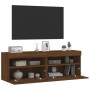 Muebles TV de pared luces LED 2 uds roble marrón 60x30x40 cm de , Muebles TV - Ref: Foro24-837196, Precio: 94,69 €