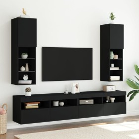 Muebles de TV con luces LED 2 uds negro 30,5x30x102 cm by , TV Furniture - Ref: Foro24-837018, Price: 124,46 €, Discount: %