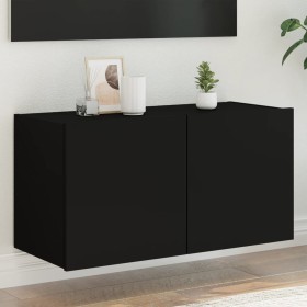 Mueble de TV de pared con luces LED negro 80x35x41 cm de , Muebles TV - Ref: Foro24-837317, Precio: 60,34 €, Descuento: %