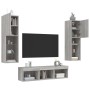 Muebles TV pared con LED 5 pzas madera ingeniería gris Sonoma von , TV-Möbel - Ref: Foro24-3216609, Preis: 176,36 €, Rabatt: %