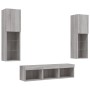 Muebles TV pared con LED 5 pzas madera ingeniería gris Sonoma von , TV-Möbel - Ref: Foro24-3216609, Preis: 176,36 €, Rabatt: %