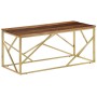 Mesa de centro de acero inoxidable dorado y madera maciza by , Coffee table - Ref: Foro24-349942, Price: 157,97 €, Discount: %