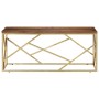 Mesa de centro de acero inoxidable dorado y madera maciza by , Coffee table - Ref: Foro24-349942, Price: 157,97 €, Discount: %