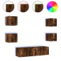 Muebles TV pared con LED 6 pzas madera ingeniería roble ahumado von , TV-Möbel - Ref: Foro24-3216857, Preis: 190,80 €, Rabatt: %