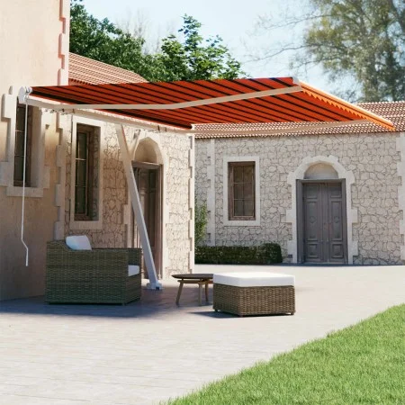Toldo de pie retráctil manual naranja y marrón 450x300 cm de vidaXL, Toldos - Ref: Foro24-3069560, Precio: 486,52 €, Descuent...