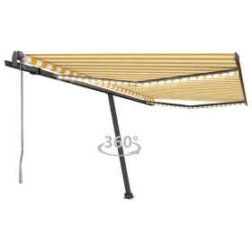 Toldo automático LED sensor de viento amarillo blanco 450x300cm de vidaXL, Toldos - Ref: Foro24-3069773, Precio: 786,77 €, De...