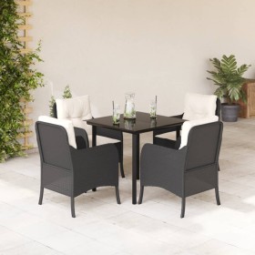 Set de muebles jardín 5 pzas con cojines ratán sintético negro by , Garden sets - Ref: Foro24-3211914, Price: 470,45 €, Disco...