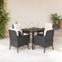 Set de muebles jardín 5 pzas con cojines ratán sintético negro by , Garden sets - Ref: Foro24-3211914, Price: 470,45 €, Disco...