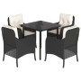 Set de muebles jardín 5 pzas con cojines ratán sintético negro by , Garden sets - Ref: Foro24-3211914, Price: 470,45 €, Disco...