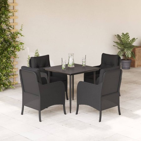 Set de muebles jardín 5 pzas con cojines ratán sintético negro by , Garden sets - Ref: Foro24-3211921, Price: 504,35 €, Disco...