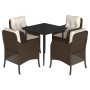 Set comedor de jardín 5 piezas y cojines ratán sintético marrón by , Garden sets - Ref: Foro24-3211935, Price: 492,94 €, Disc...