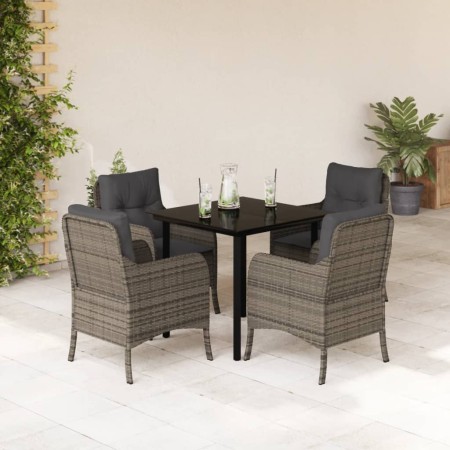 Set comedor de jardín 5 piezas con cojines ratán sintético gris von , Gartensets - Ref: Foro24-3211956, Preis: 524,06 €, Raba...