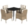 Set comedor de jardín 5 pzas con cojines ratán sintético beige by , Garden sets - Ref: Foro24-3211963, Price: 550,74 €, Disco...