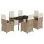 Set comedor de jardín 7 pzas con cojines ratán sintético beige by , Garden sets - Ref: Foro24-3212581, Price: 920,62 €, Disco...
