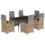 Set comedor de jardín 7 pzas con cojines ratán sintético beige by , Garden sets - Ref: Foro24-3212588, Price: 899,22 €, Disco...
