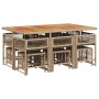 Set comedor de jardín 11 pzas con cojines ratán sintético beige by , Garden sets - Ref: Foro24-3211516, Price: 530,73 €, Disc...