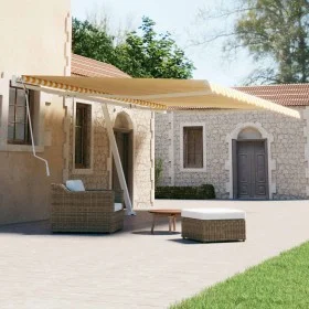 Manuell ausfahrbares Stehmarkisentuch in Gelb und Weiß, 500x300 cm. von vidaXL, Markisen - Ref: Foro24-3069578, Preis: 513,81...