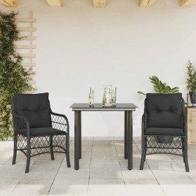 Mesita y sillas con cojines 3 piezas ratán sintético negro de , Conjuntos de jardín - Ref: Foro24-3212103, Precio: 271,92 €, ...