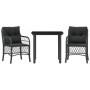 Mesita y sillas con cojines 3 piezas ratán sintético negro by , Garden sets - Ref: Foro24-3212103, Price: 255,81 €, Discount: %