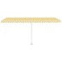 Toldo de pie retráctil manual amarillo y blanco 500x300 cm by vidaXL, Awnings - Ref: Foro24-3069578, Price: 532,76 €, Discoun...