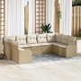 Conjunto de sofá de jardín con cojín 9 pcs Beige Poliratán
