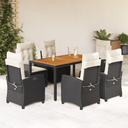 Set de comedor de jardín 7 pzas y cojines ratán sintético negro by , Garden sets - Ref: Foro24-3212658, Price: 818,90 €, Disc...