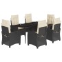 Set de comedor de jardín 7 pzas y cojines ratán sintético negro by , Garden sets - Ref: Foro24-3212728, Price: 802,11 €, Disc...